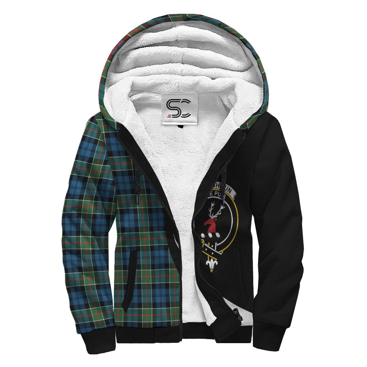 Colquhoun Ancient Tartan Crest Sherpa Hoodie - Circle Style