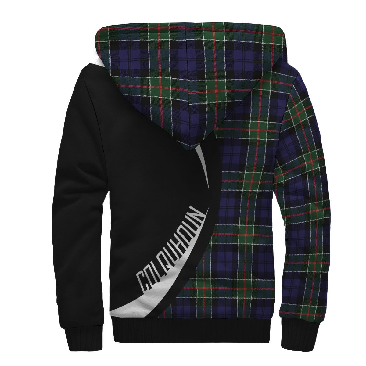 Colquhoun Modern Tartan Crest Sherpa Hoodie - Circle Style