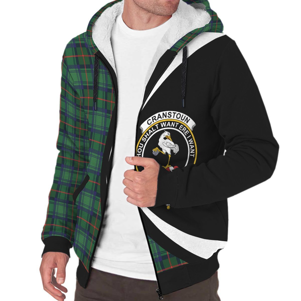 Cranstoun Tartan Crest Sherpa Hoodie - Circle Style