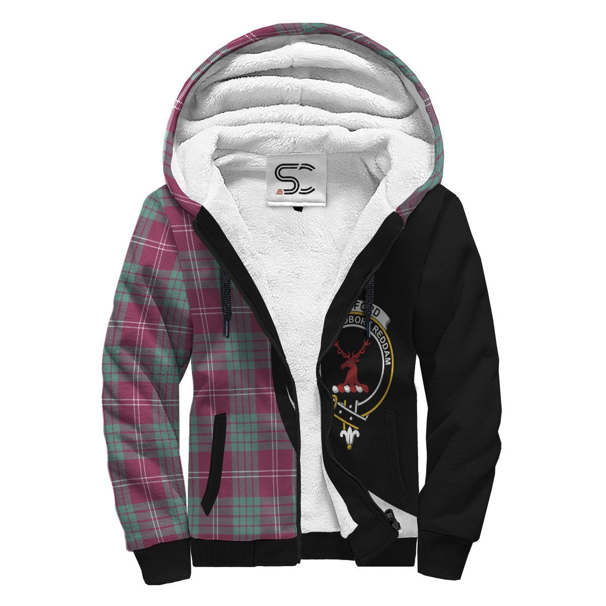 Crawford Ancient Tartan Crest Sherpa Hoodie - Circle Style