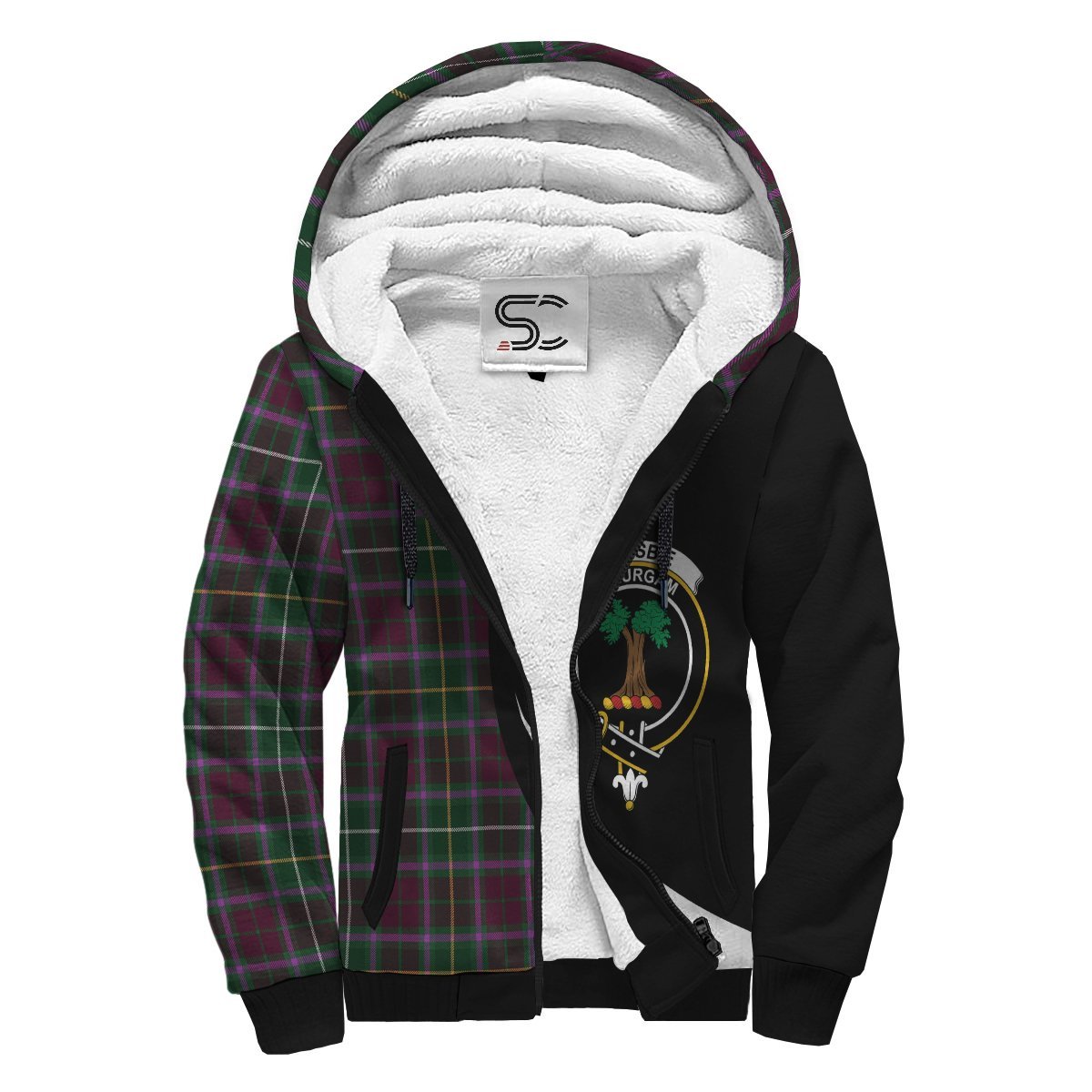 Crosbie Tartan Crest Sherpa Hoodie - Circle Style