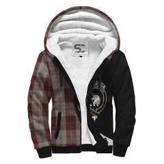 Cunningham Burgundy Dancers Tartan Crest Sherpa Hoodie - Circle Style