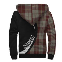 Cunningham Burgundy Dancers Tartan Crest Sherpa Hoodie - Circle Style