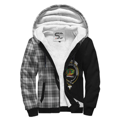 Douglas Grey Modern Tartan Crest Sherpa Hoodie - Circle Style