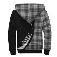 Douglas Grey Modern Tartan Crest Sherpa Hoodie - Circle Style