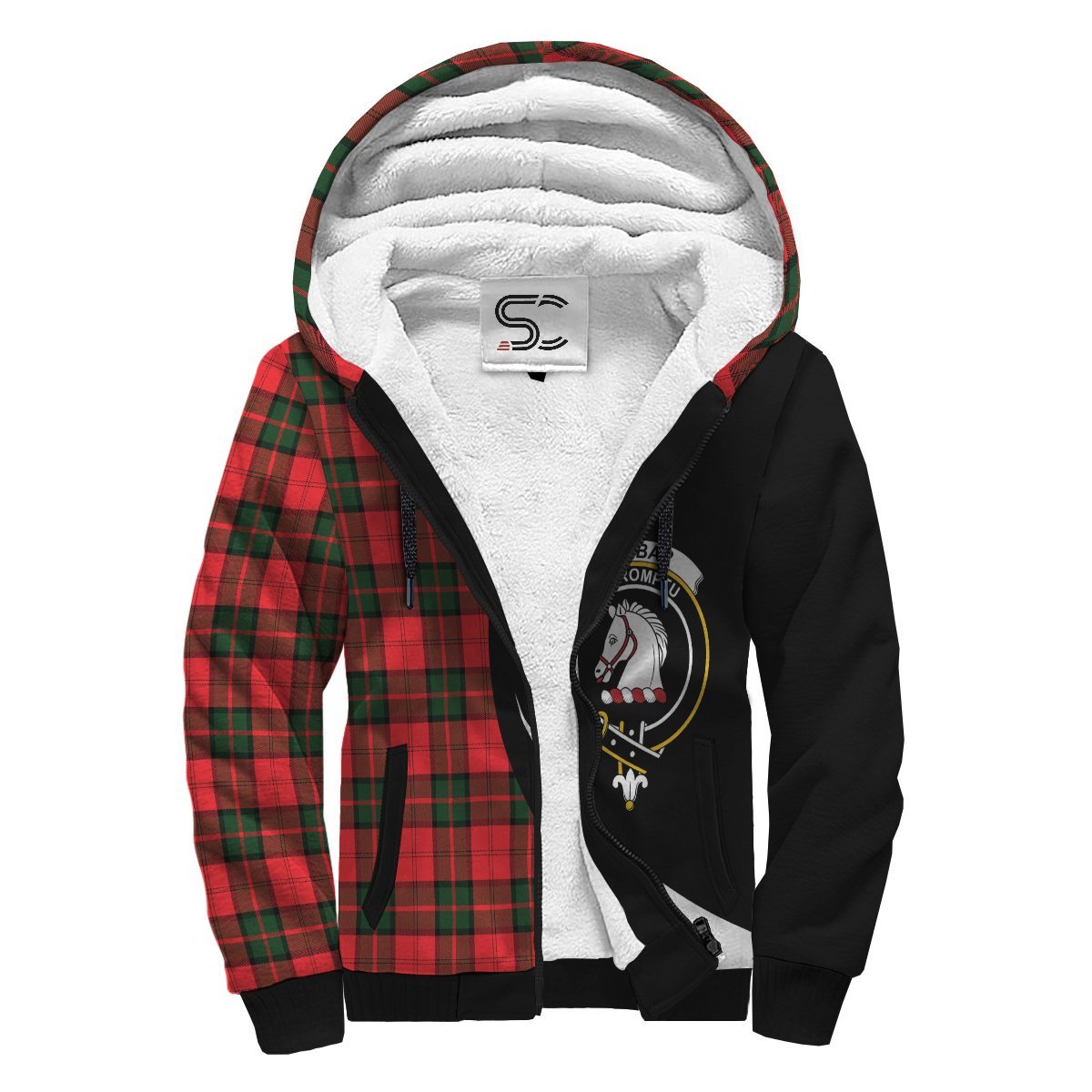 Dunbar Modern Tartan Crest Sherpa Hoodie - Circle Style