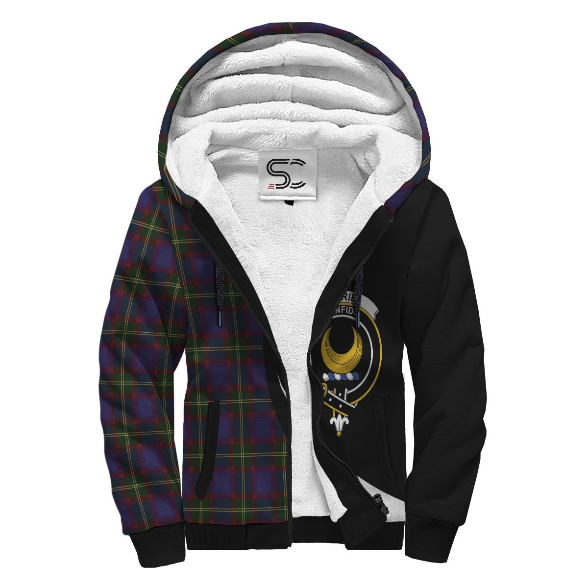 Durie Tartan Crest Sherpa Hoodie - Circle Style