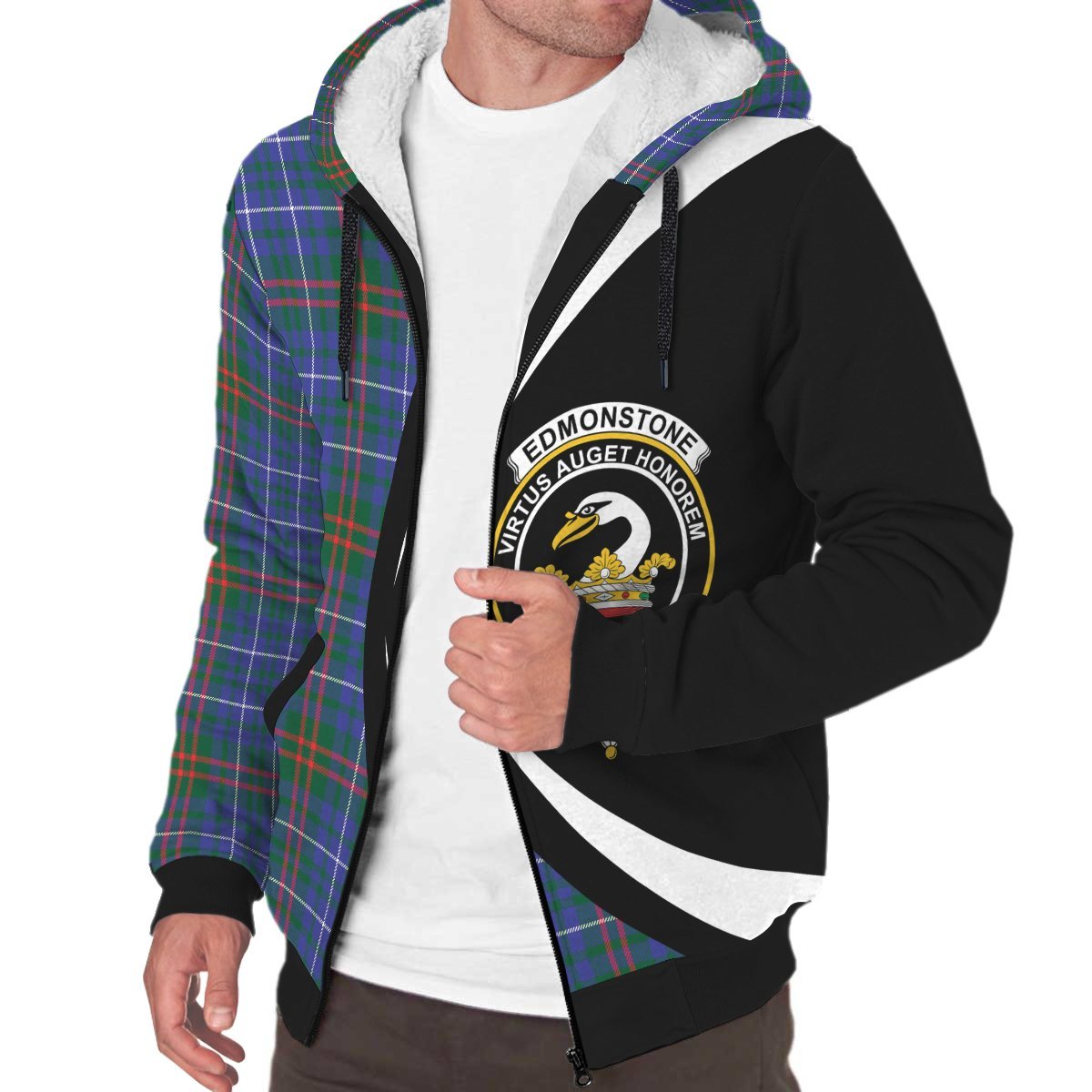 Edmonstone Tartan Crest Sherpa Hoodie - Circle Style