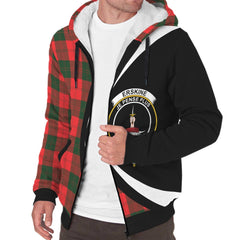 Erskine Modern Tartan Crest Sherpa Hoodie - Circle Style