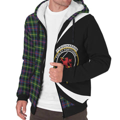 Farquharson Modern Tartan Crest Sherpa Hoodie - Circle Style