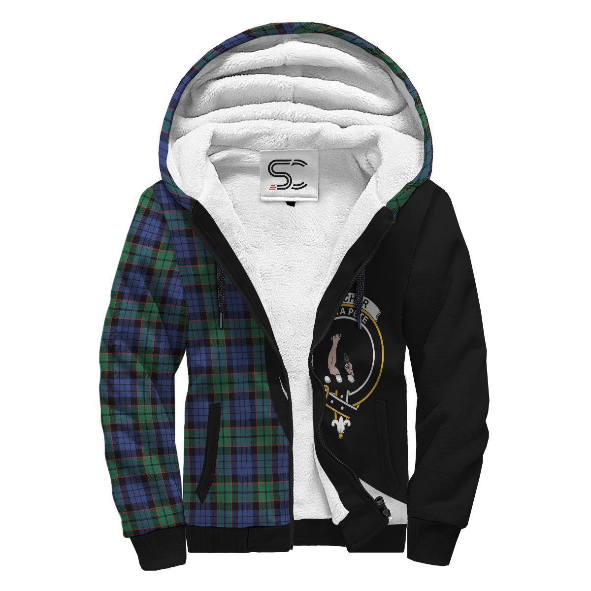 Fletcher Ancient Tartan Crest Sherpa Hoodie - Circle Style