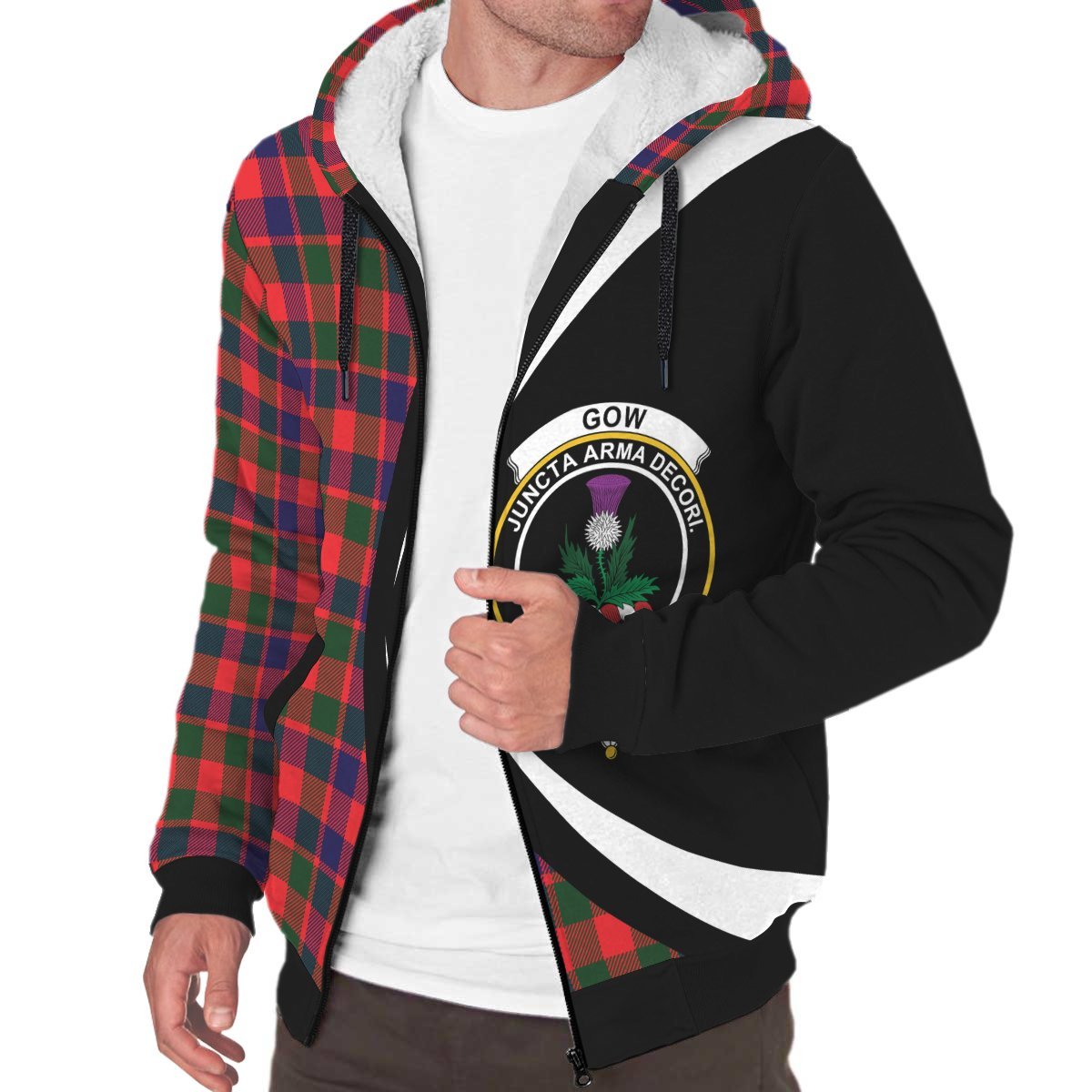 Gow Modern Tartan Crest Sherpa Hoodie - Circle Style