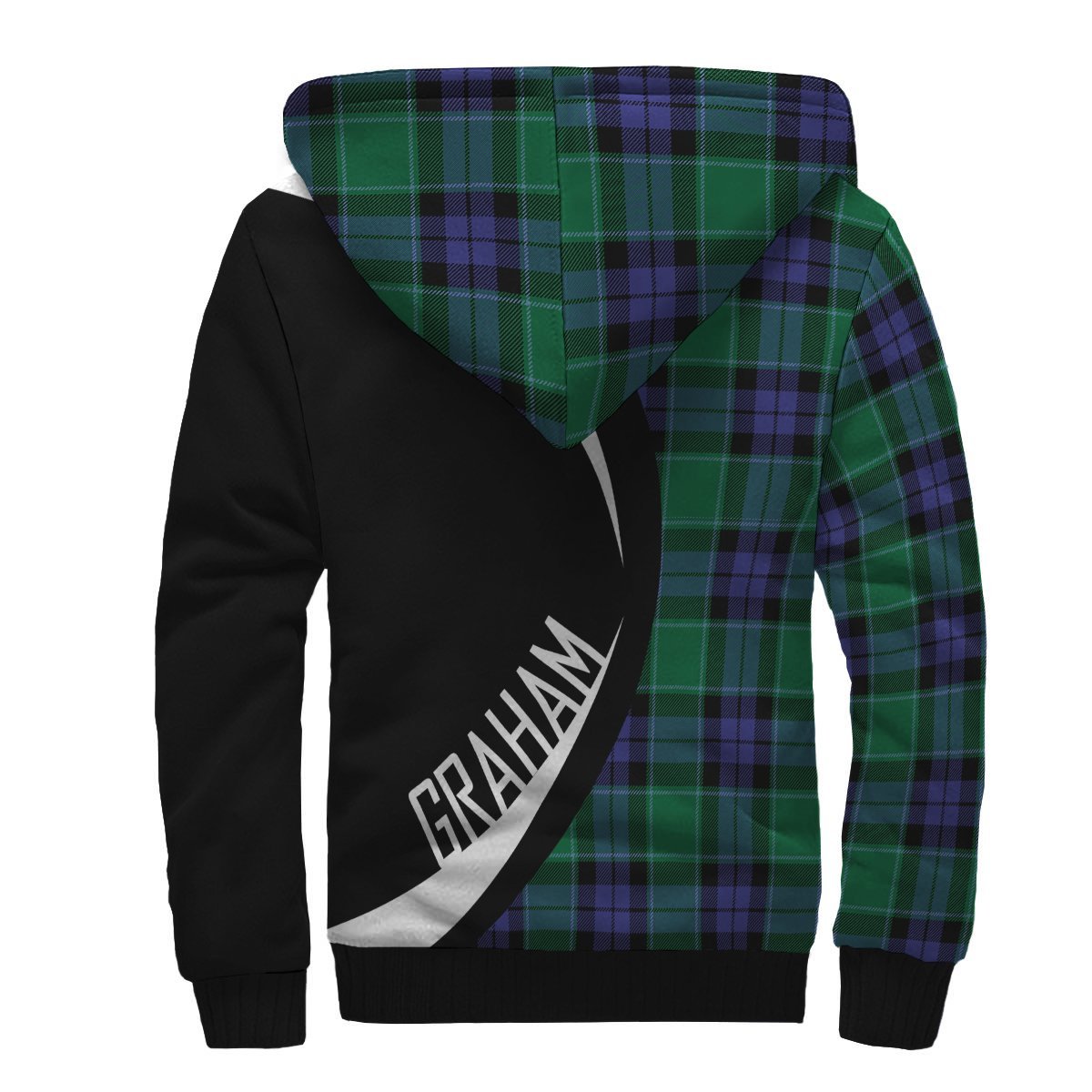 Graham of Menteith Modern Tartan Crest Sherpa Hoodie - Circle Style