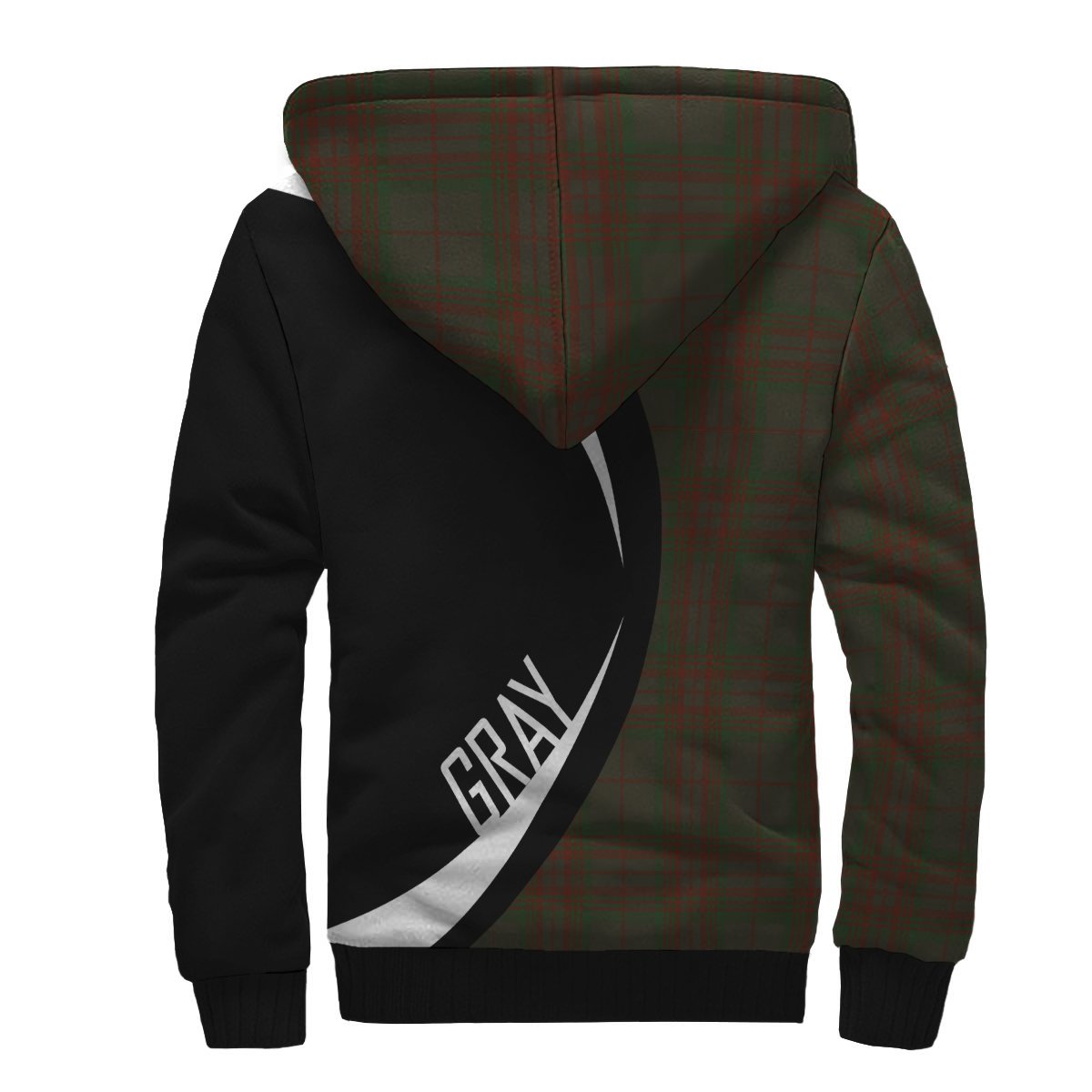 Gray Tartan Crest Sherpa Hoodie - Circle Style