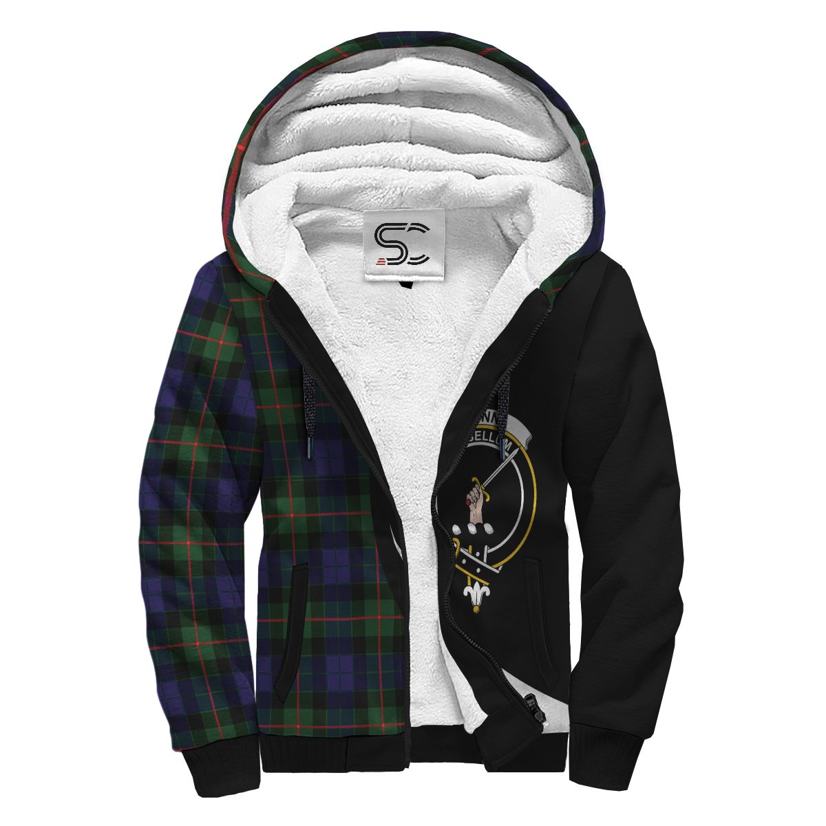 Gunn Modern Tartan Crest Sherpa Hoodie - Circle Style