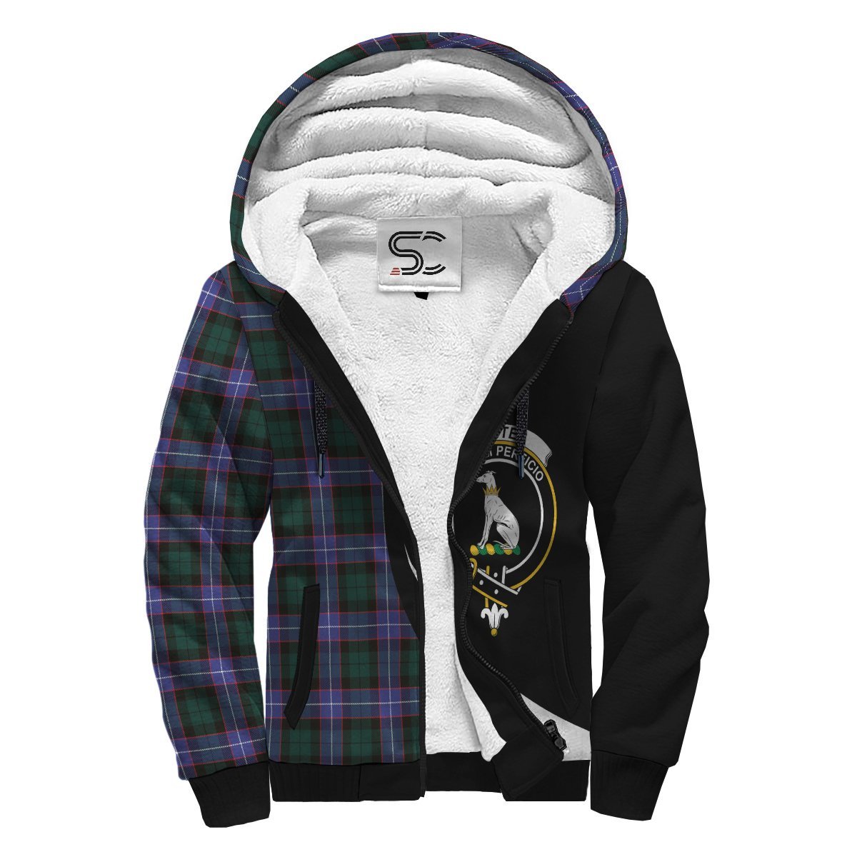 Hunter Modern Tartan Crest Sherpa Hoodie - Circle Style