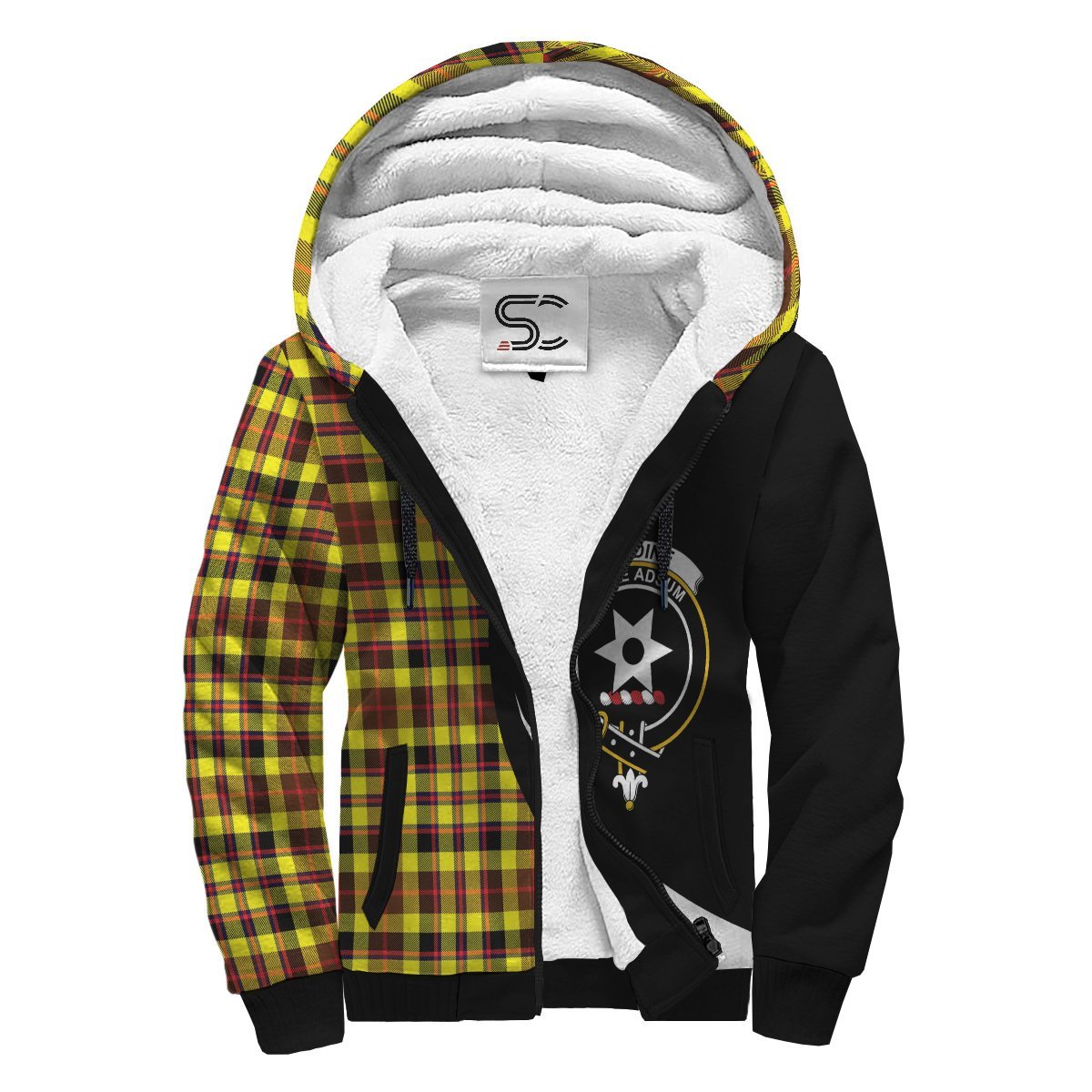 Jardine Tartan Crest Sherpa Hoodie - Circle Style