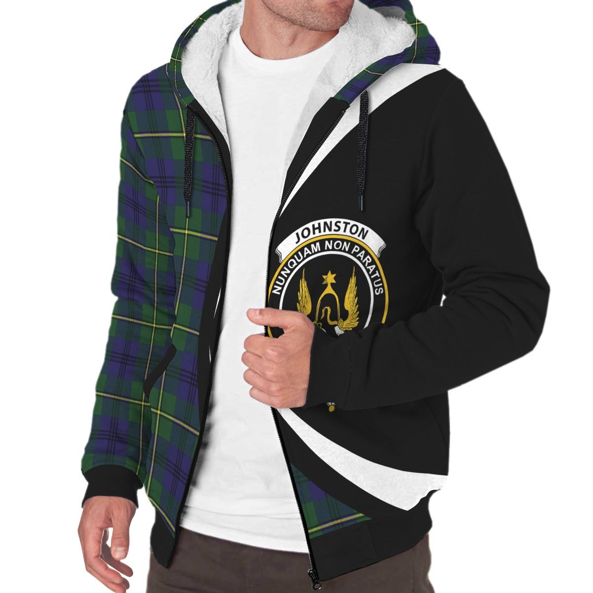 Johnston Modern Tartan Crest Sherpa Hoodie - Circle Style