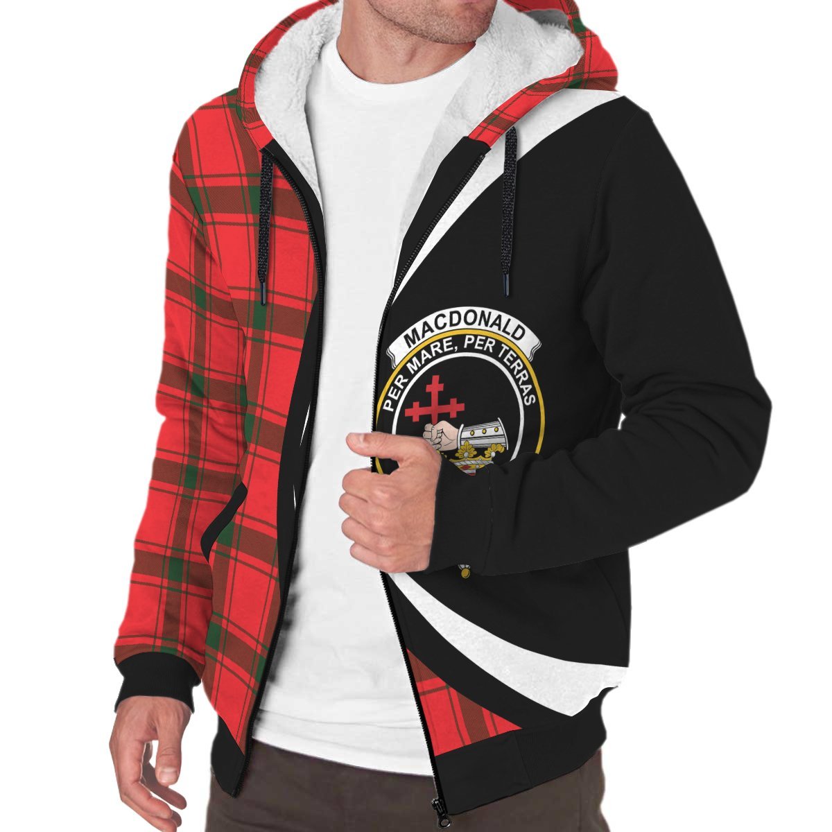 MacDonald of Sleat Tartan Crest Sherpa Hoodie - Circle Style