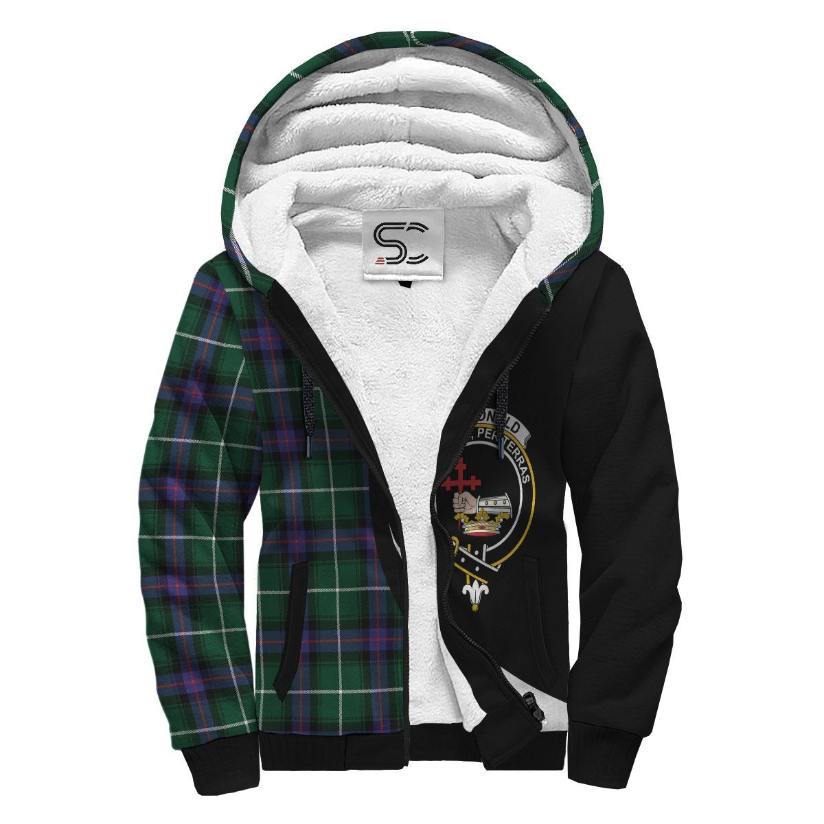 MacDonald of the Isles Hunting Modern Tartan Crest Sherpa Hoodie - Circle Style