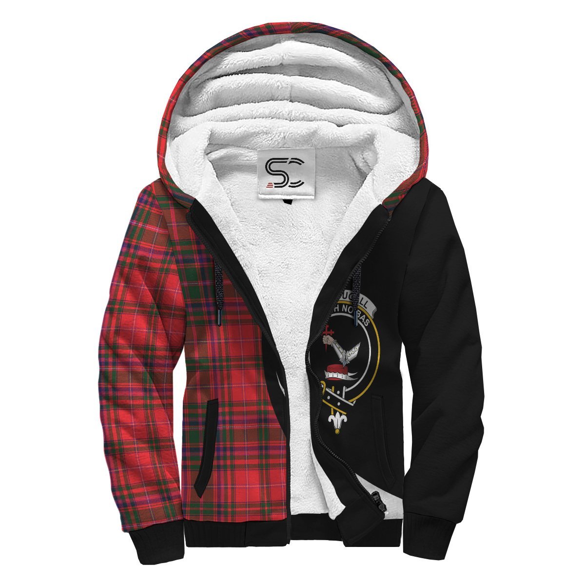 MacDougall Modern Tartan Crest Sherpa Hoodie - Circle Style