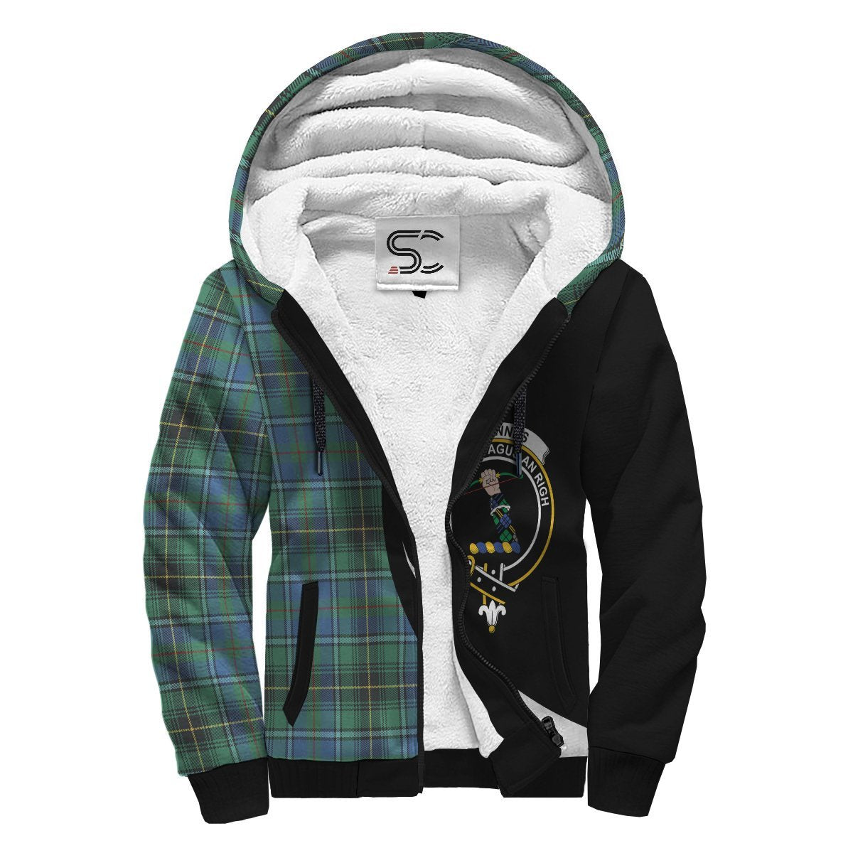 MacInnes Ancient Tartan Crest Sherpa Hoodie - Circle Style