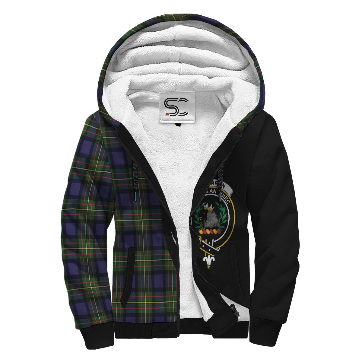 MacLaren Modern Tartan Crest Sherpa Hoodie - Circle Style