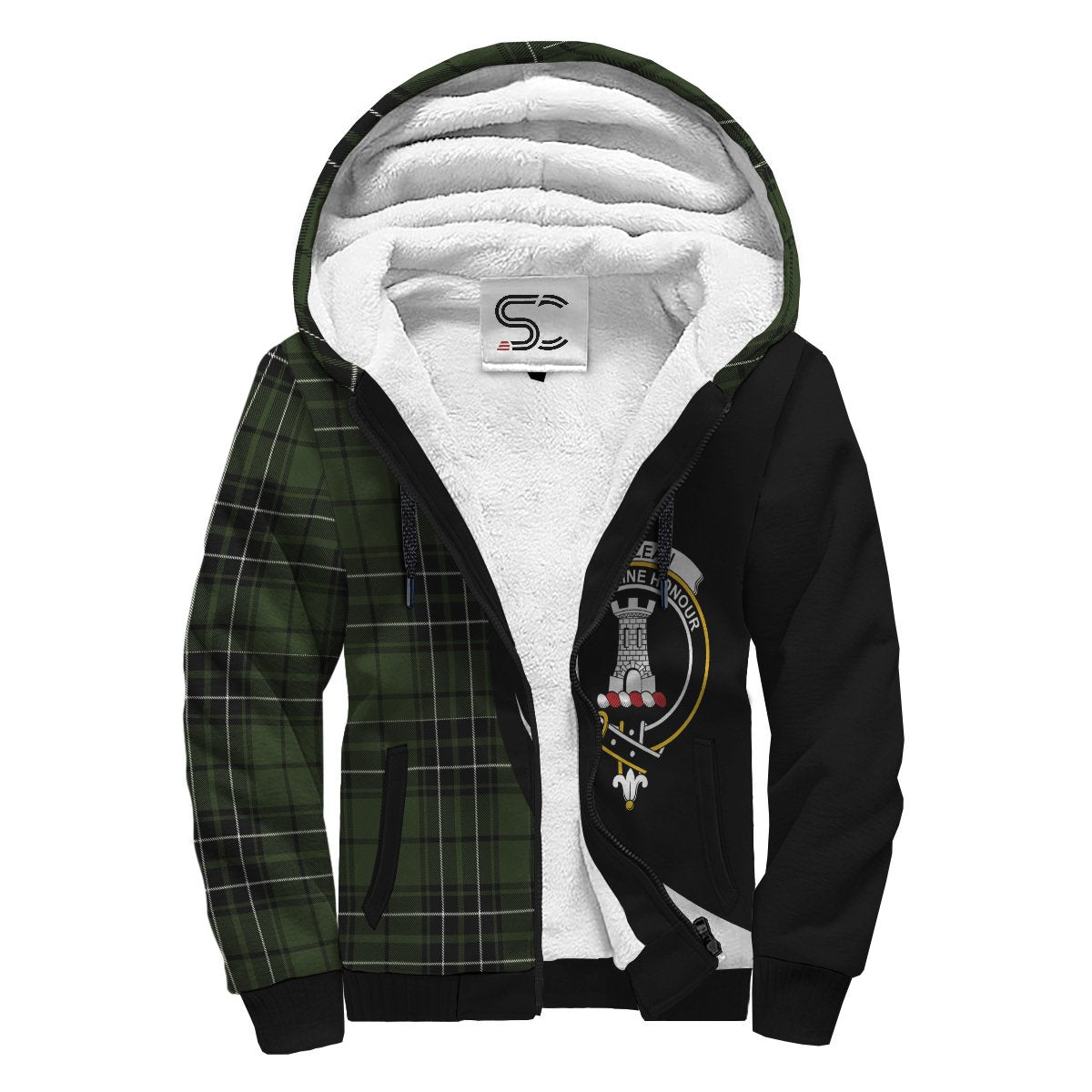 MacLean Hunting Tartan Crest Sherpa Hoodie - Circle Style