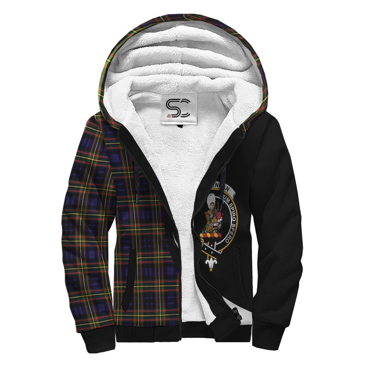 MacLellan Modern Tartan Crest Sherpa Hoodie - Circle Style