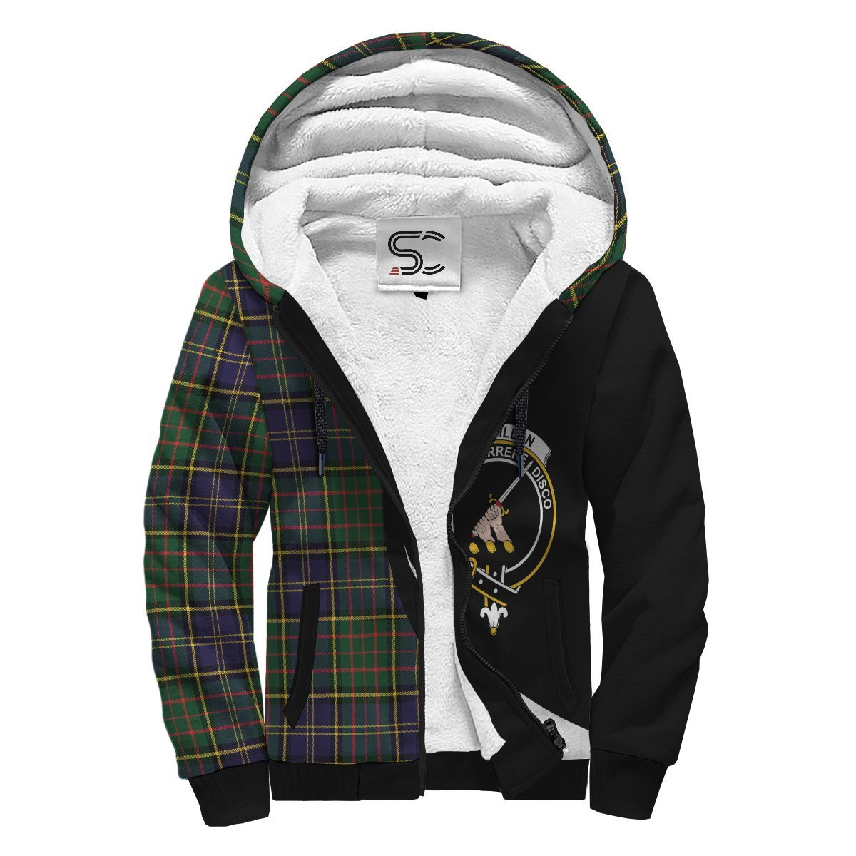 MacMillan Hunting Modern Tartan Crest Sherpa Hoodie - Circle Style