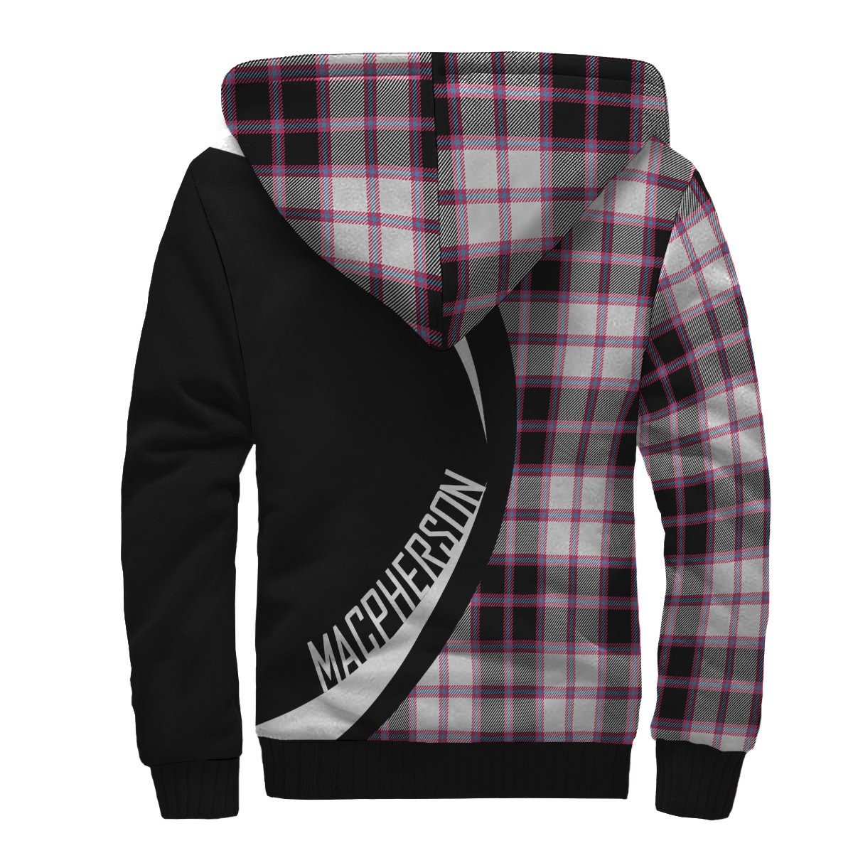 MacPherson Hunting Modern Tartan Crest Sherpa Hoodie - Circle Style