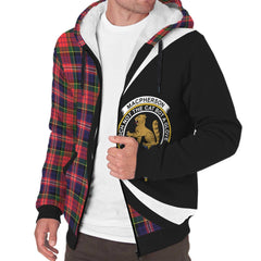 MacPherson Modern Tartan Crest Sherpa Hoodie - Circle Style