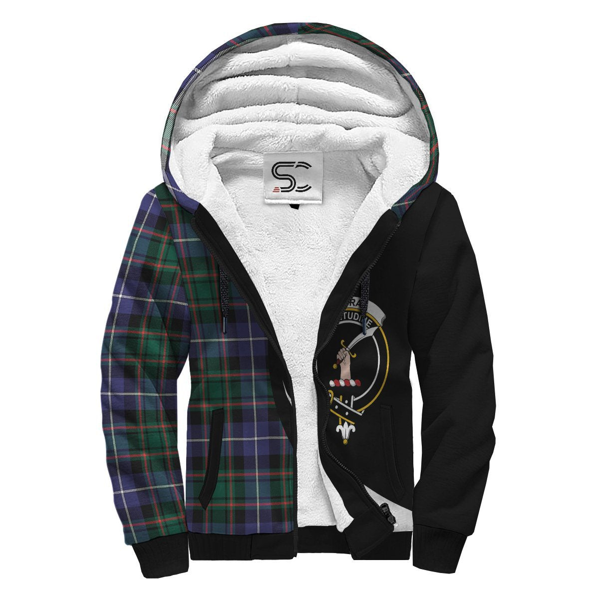 MacRae Hunting Modern Tartan Crest Sherpa Hoodie - Circle Style