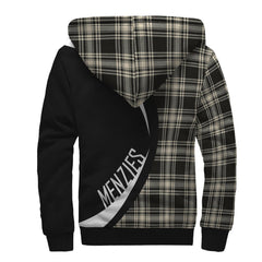 Menzies Black & White Ancient Tartan Crest Sherpa Hoodie - Circle Style