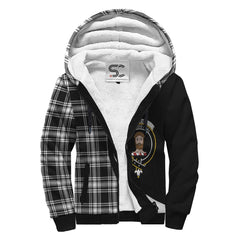 Menzies Black & White Modern Tartan Crest Sherpa Hoodie - Circle Style