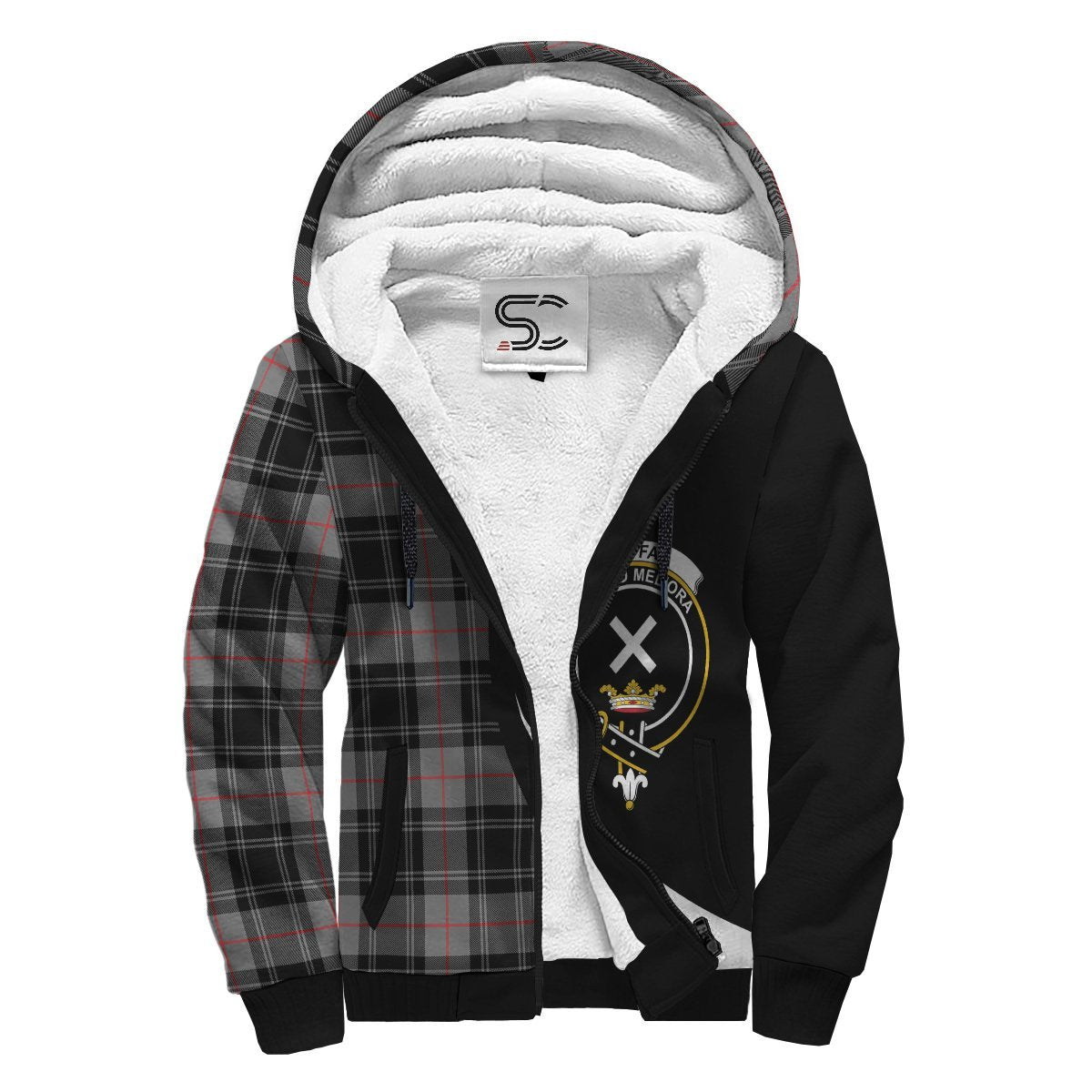 Moffat Modern Tartan Crest Sherpa Hoodie - Circle Style