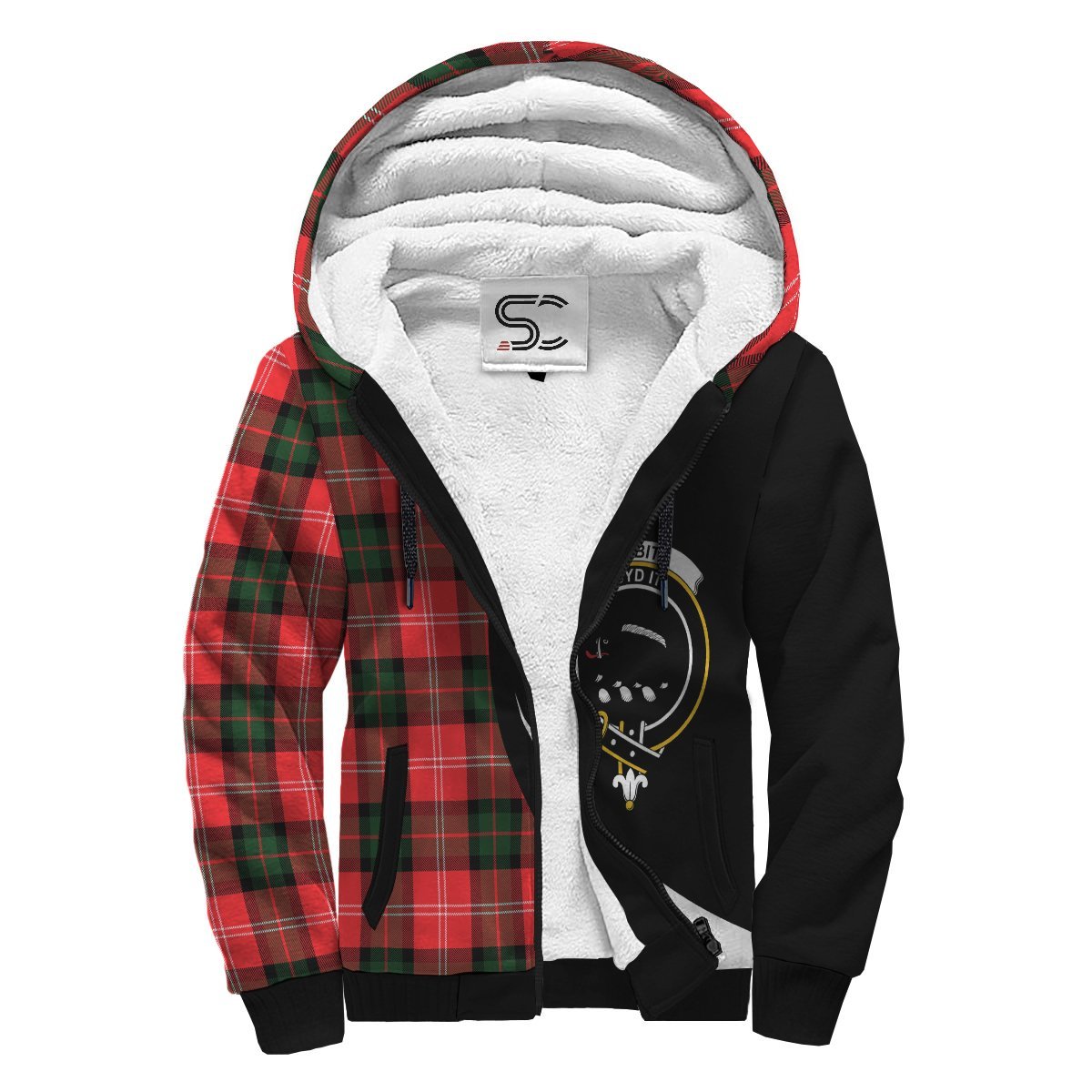 Nesbitt Modern Tartan Crest Sherpa Hoodie - Circle Style