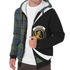 Nicolson Hunting Ancient Tartan Crest Sherpa Hoodie - Circle Style