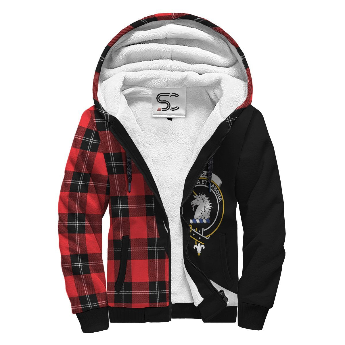 Ramsay Modern Tartan Crest Sherpa Hoodie - Circle Style