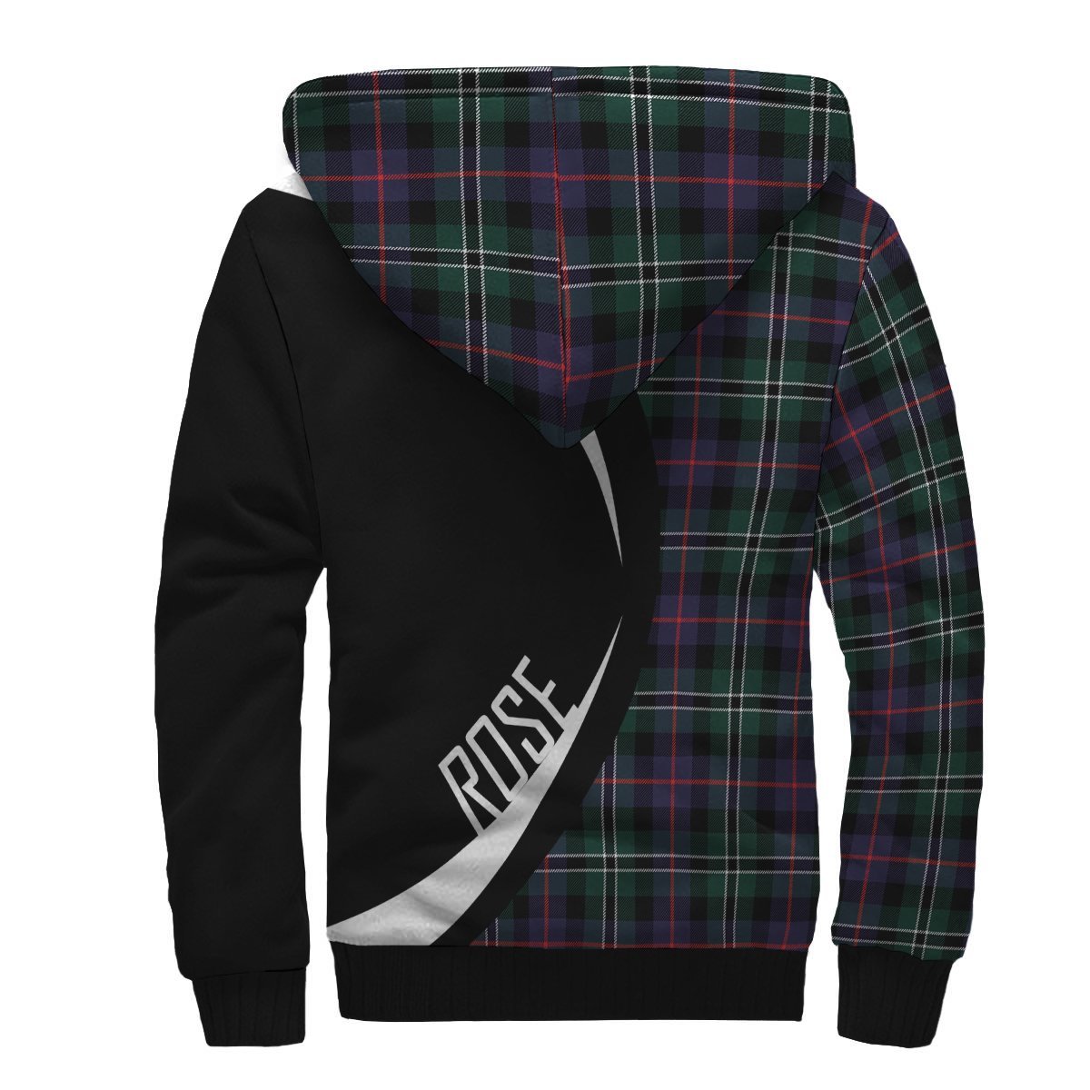 Rose Hunting Modern Tartan Crest Sherpa Hoodie - Circle Style