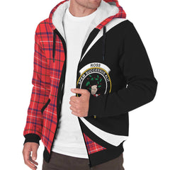 Rose Modern Tartan Crest Sherpa Hoodie - Circle Style