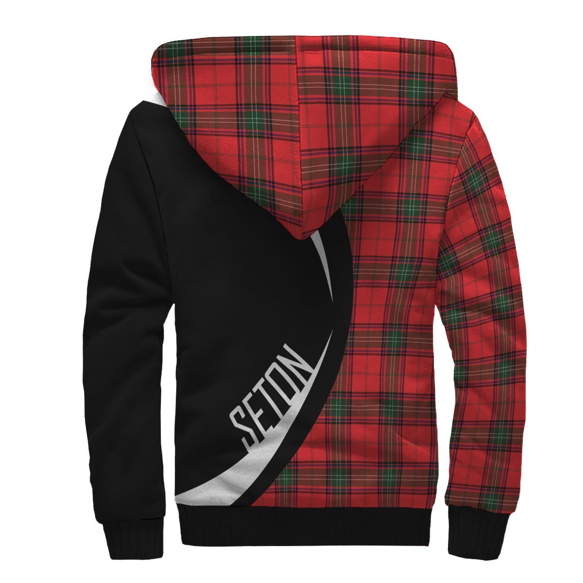 Seton Modern Tartan Crest Sherpa Hoodie - Circle Style