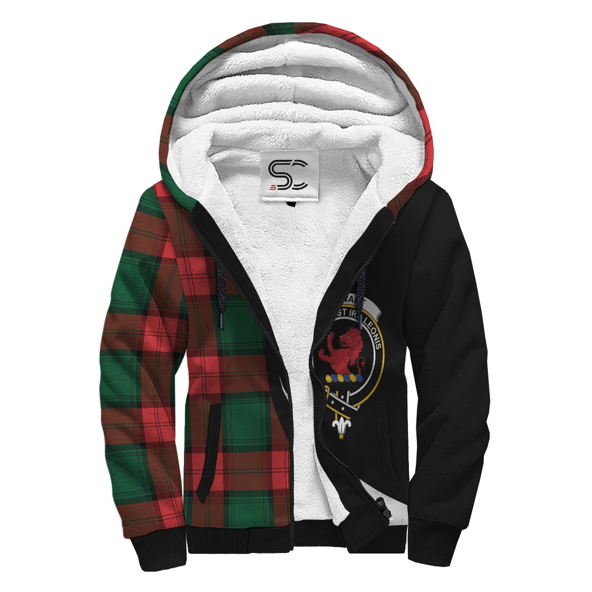 Stewart Atholl Modern Tartan Crest Sherpa Hoodie - Circle Style