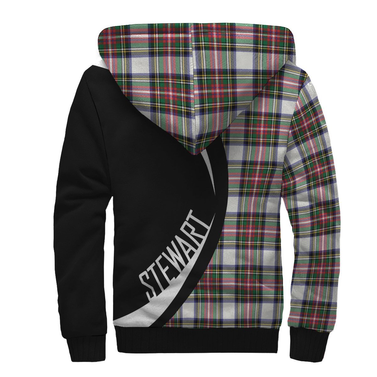 Stewart Dress Modern Tartan Crest Sherpa Hoodie - Circle Style