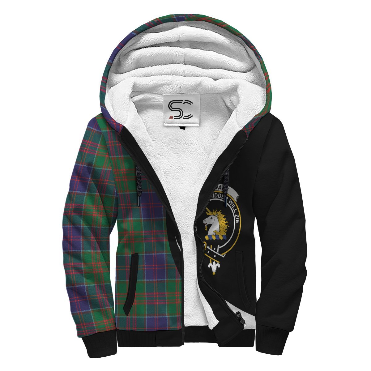 Stewart of Appin Hunting Modern Tartan Crest Sherpa Hoodie - Circle Style