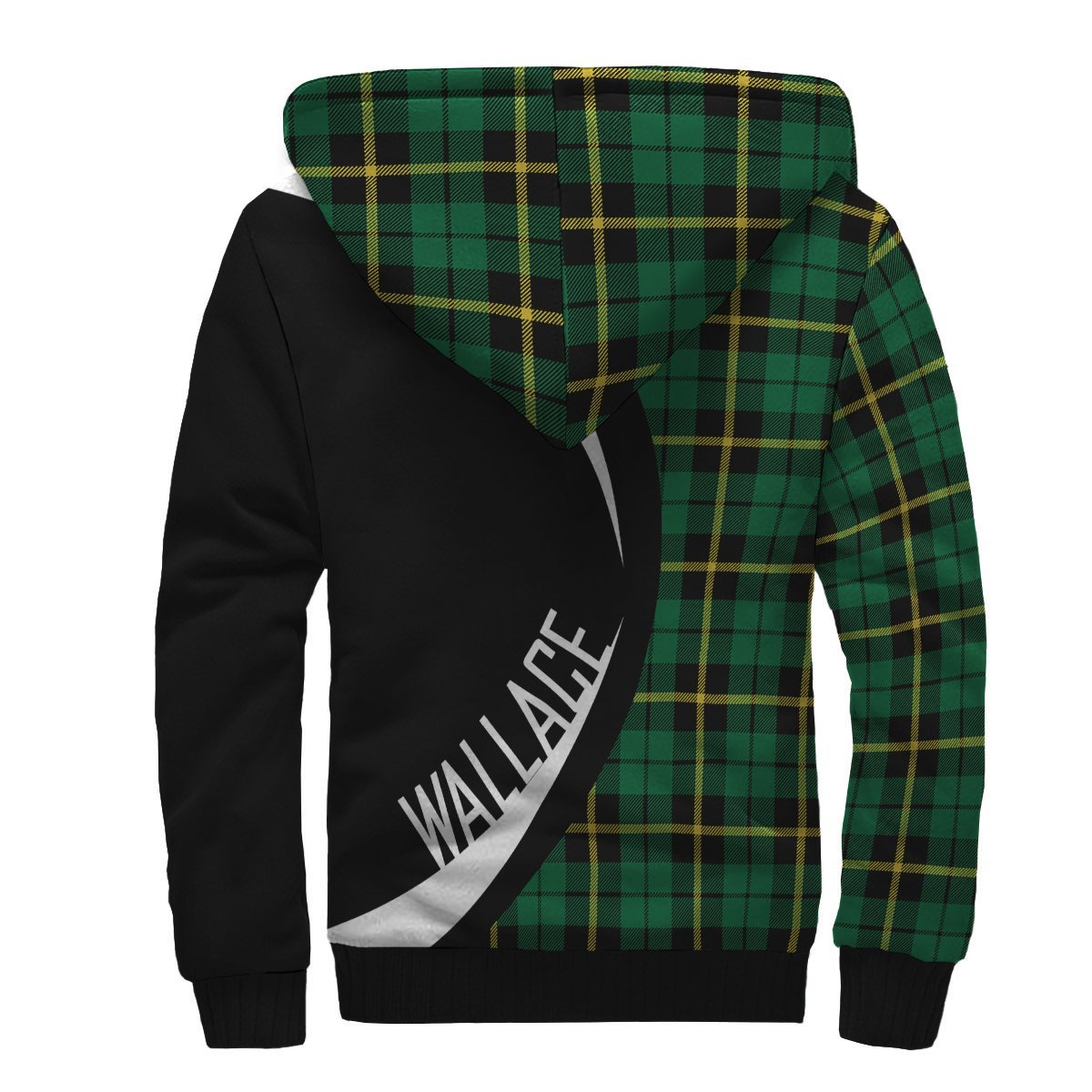 Wallace Hunting - Green Tartan Crest Sherpa Hoodie - Circle Style