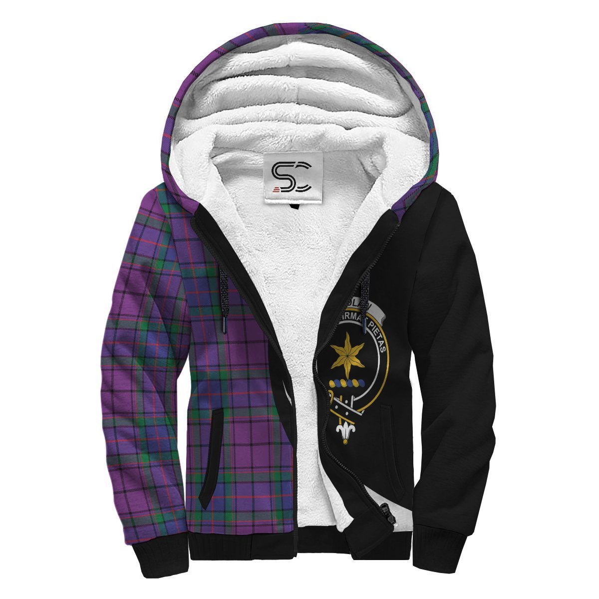 Wardlaw Modern Tartan Crest Sherpa Hoodie - Circle Style