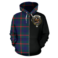 Agnew Modern Tartan Crest Zipper Hoodie - Half Of Me Style