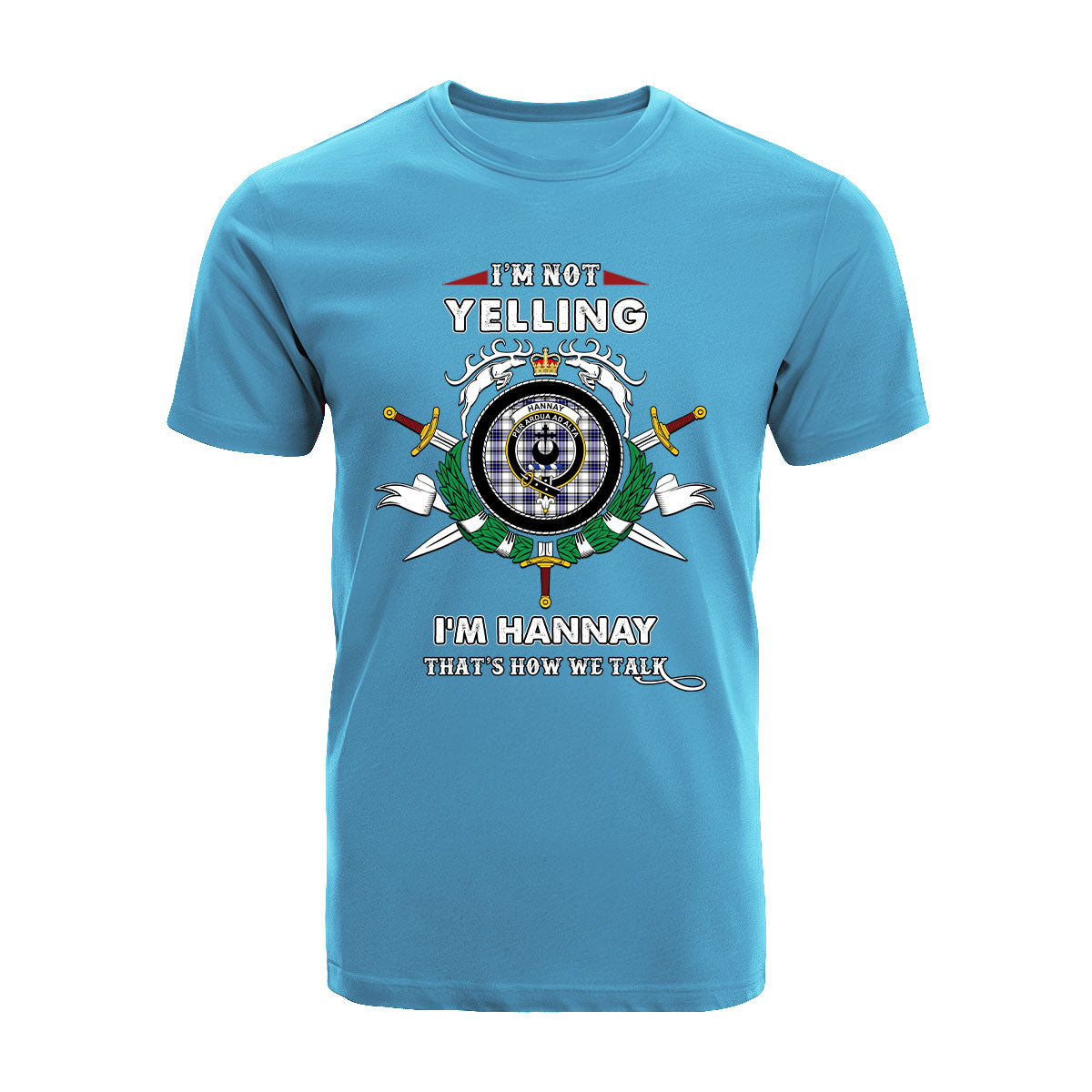 Hannay Tartan Crest T-shirt - I'm not yelling style