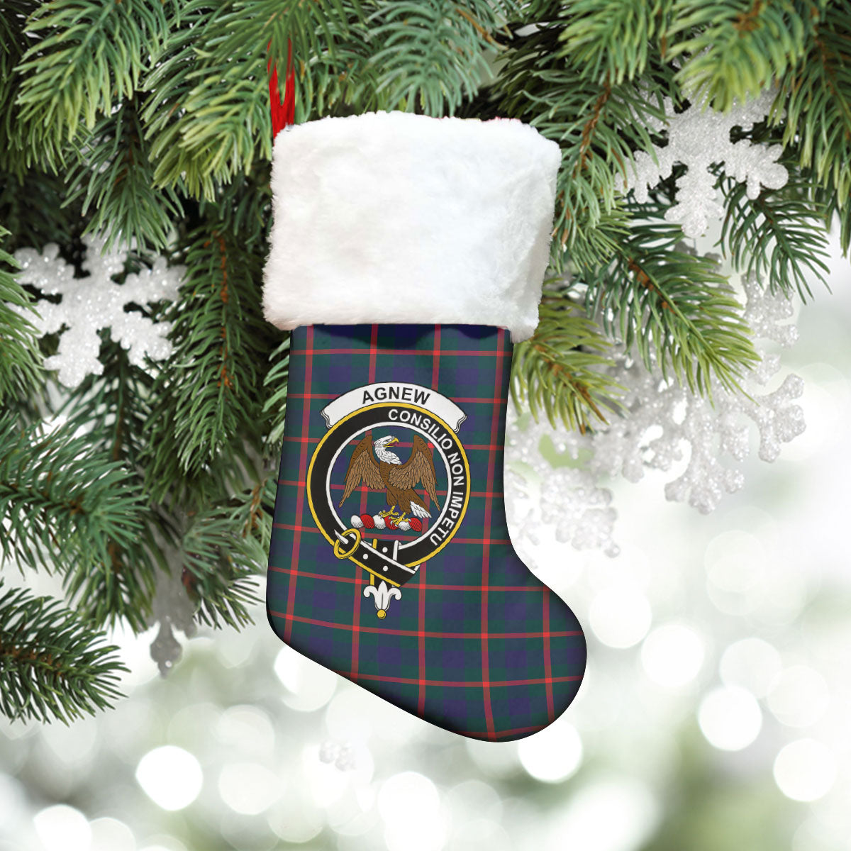 Agnew Modern Tartan Crest Christmas Stocking